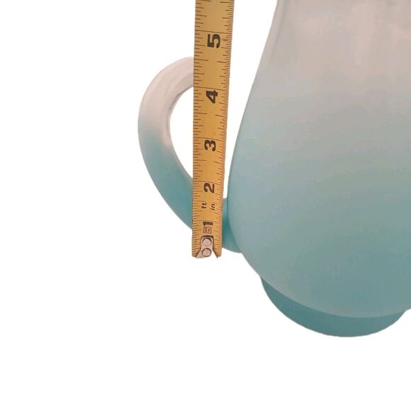 1950 West Virginia Blendo Glass Pitcher Frosted Turquoise Gold w Box Party MCM - Picture 9 of 16